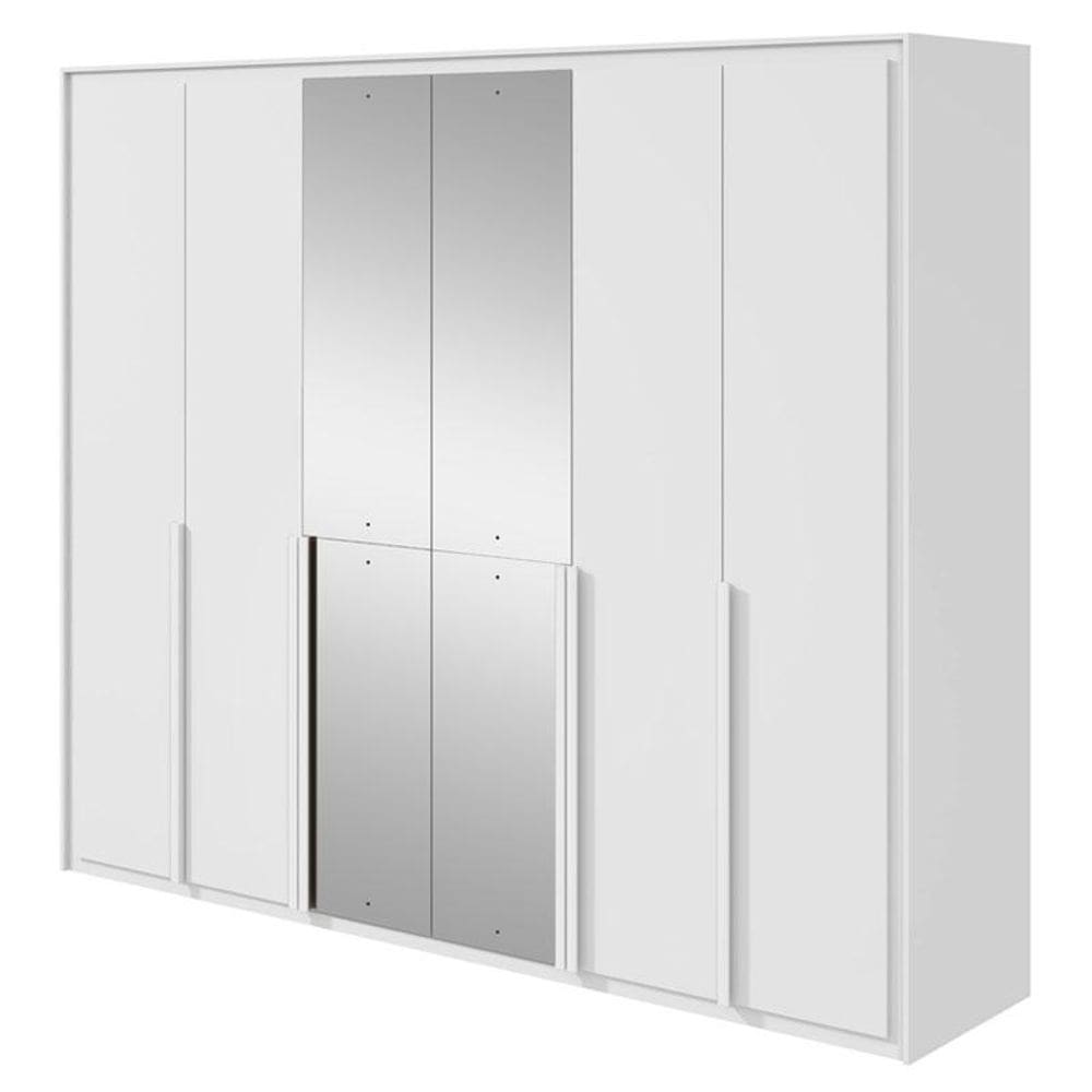 Guarda Roupa Casal Imperatore 3 Portas Branco Brilho com Espelho - Lopas