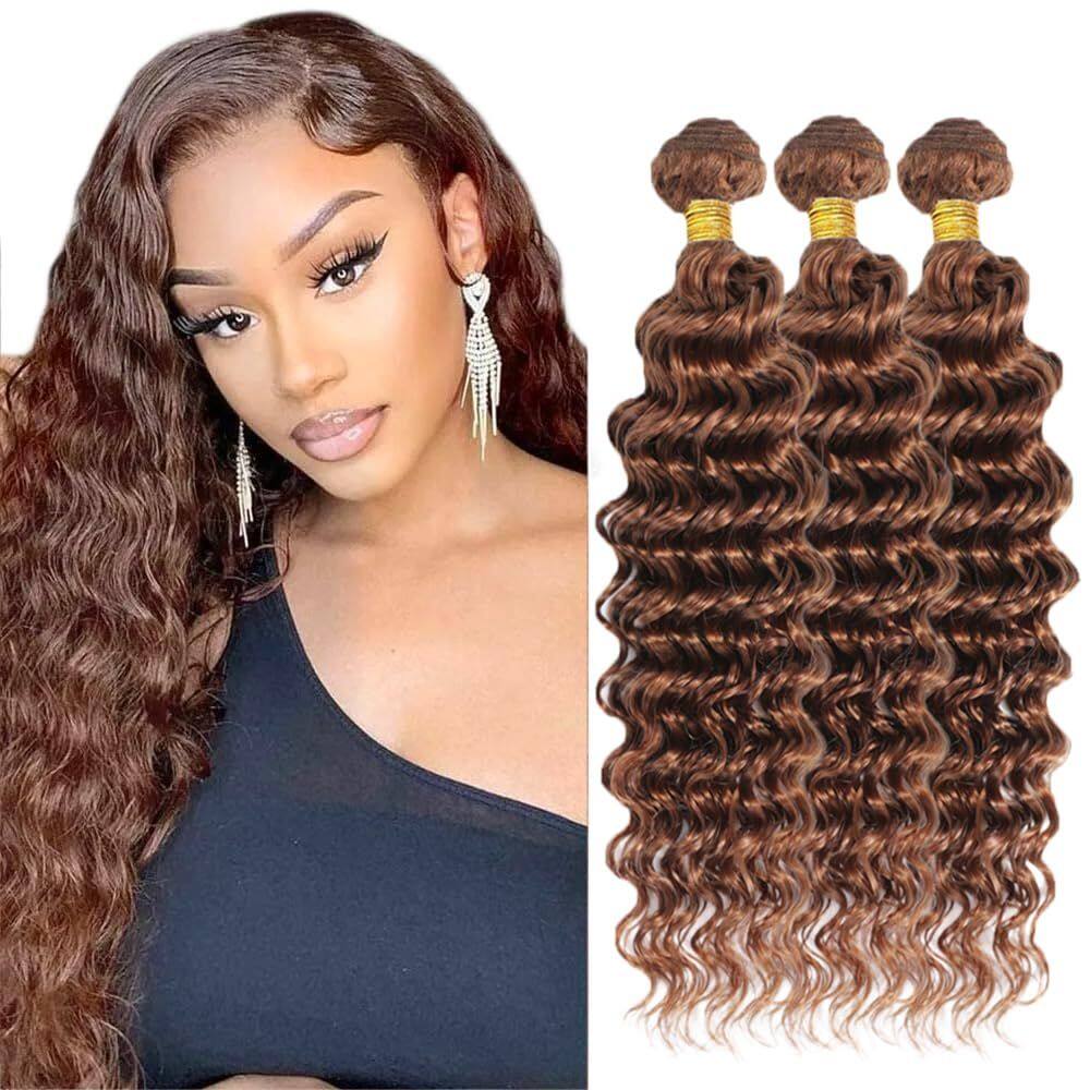 Pacotes de cabelo ZevPiul Color #30 Deep Wave Brown 30 32 34 polegadas