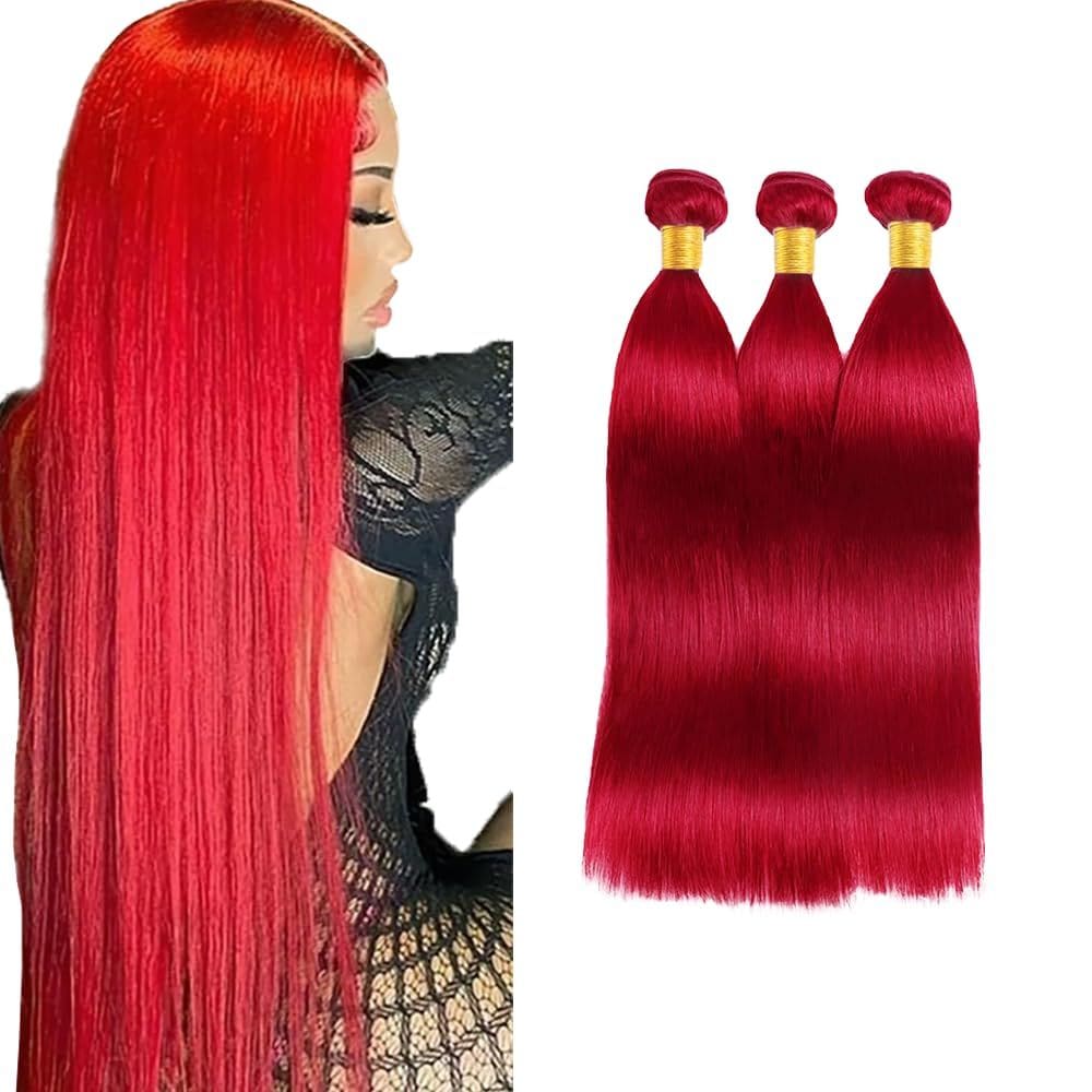 Pacotes de cabelo ZevPiul Bright Red Straight 8A Brazilian 30-50cm