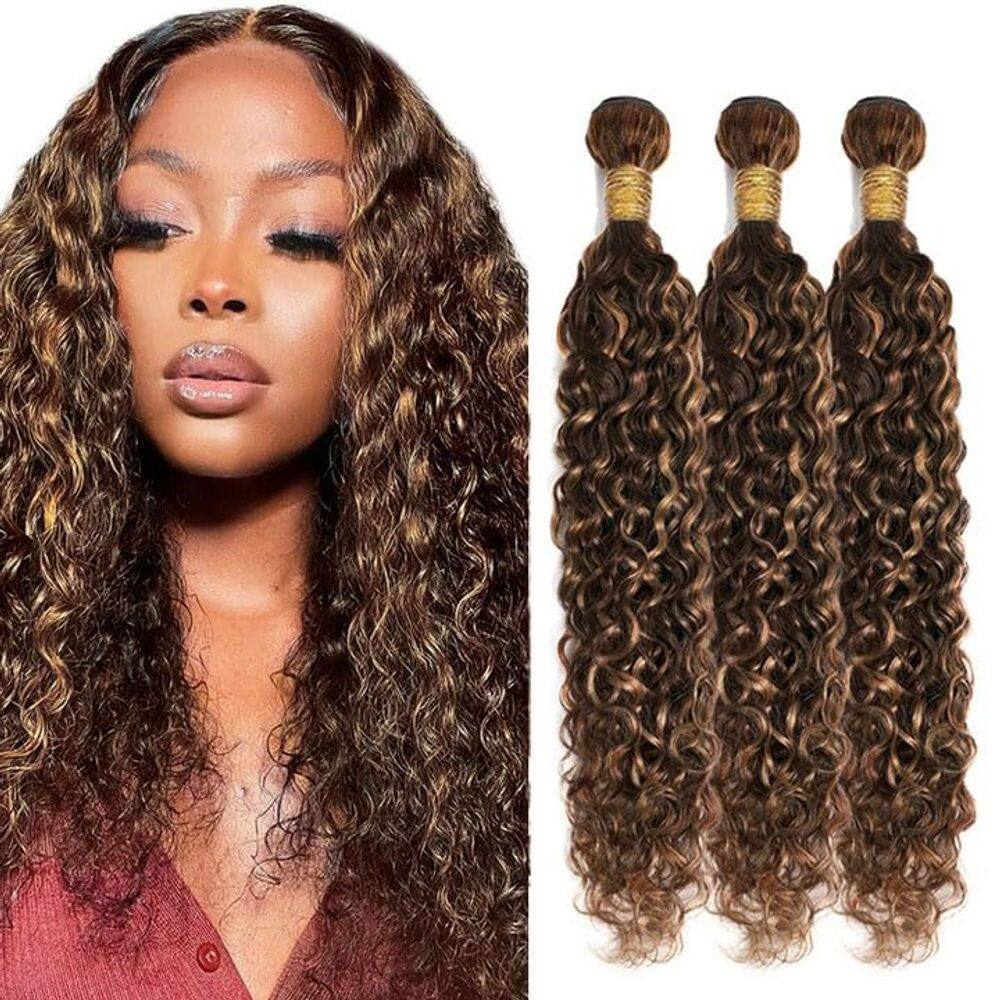 Pacotes de cabelo ZevPiul Brown Water Wave 100% Brazilian Remy Hair