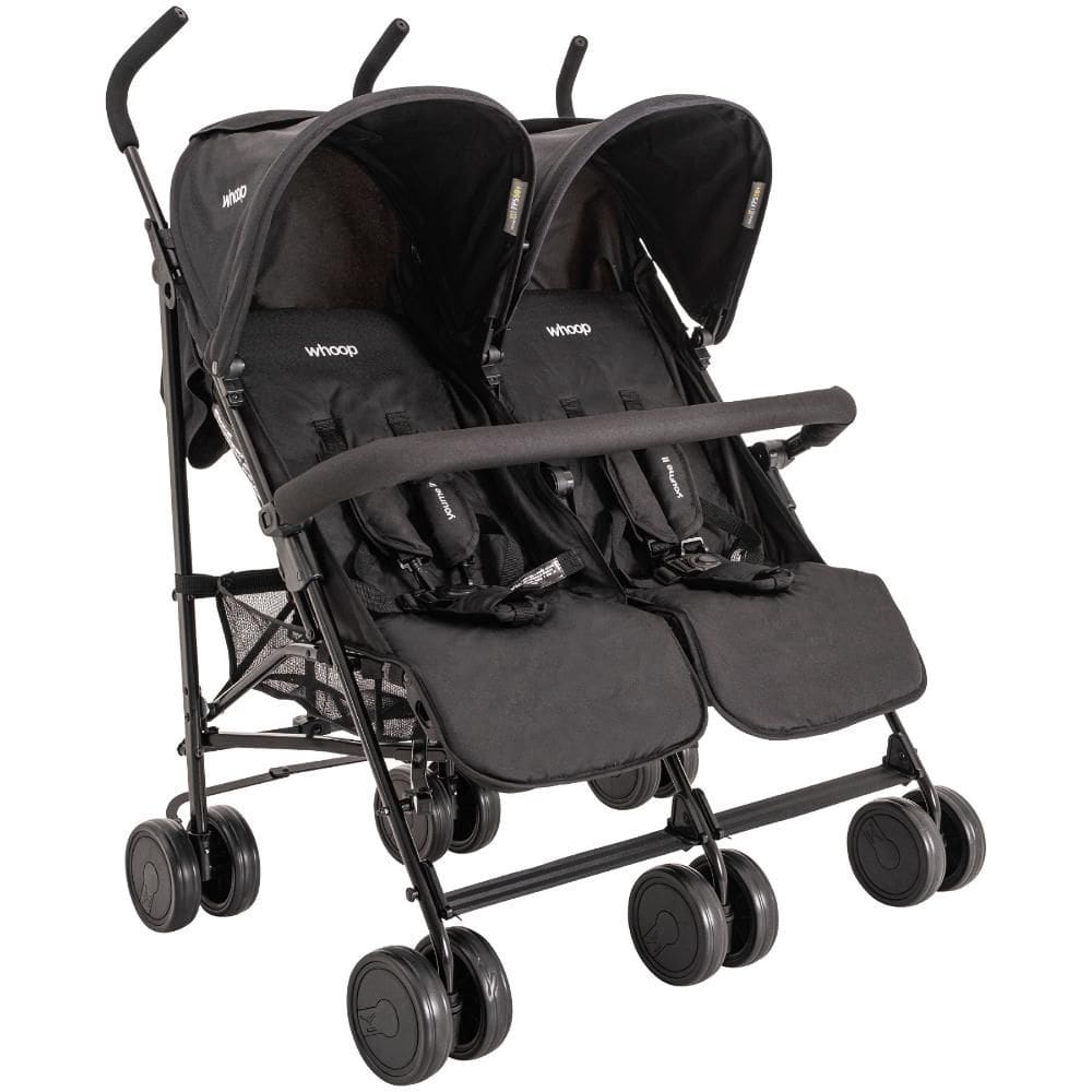Carrinho de Bebê Kiddo p/ Gêmeos Youme II Preto Guarda Chuva