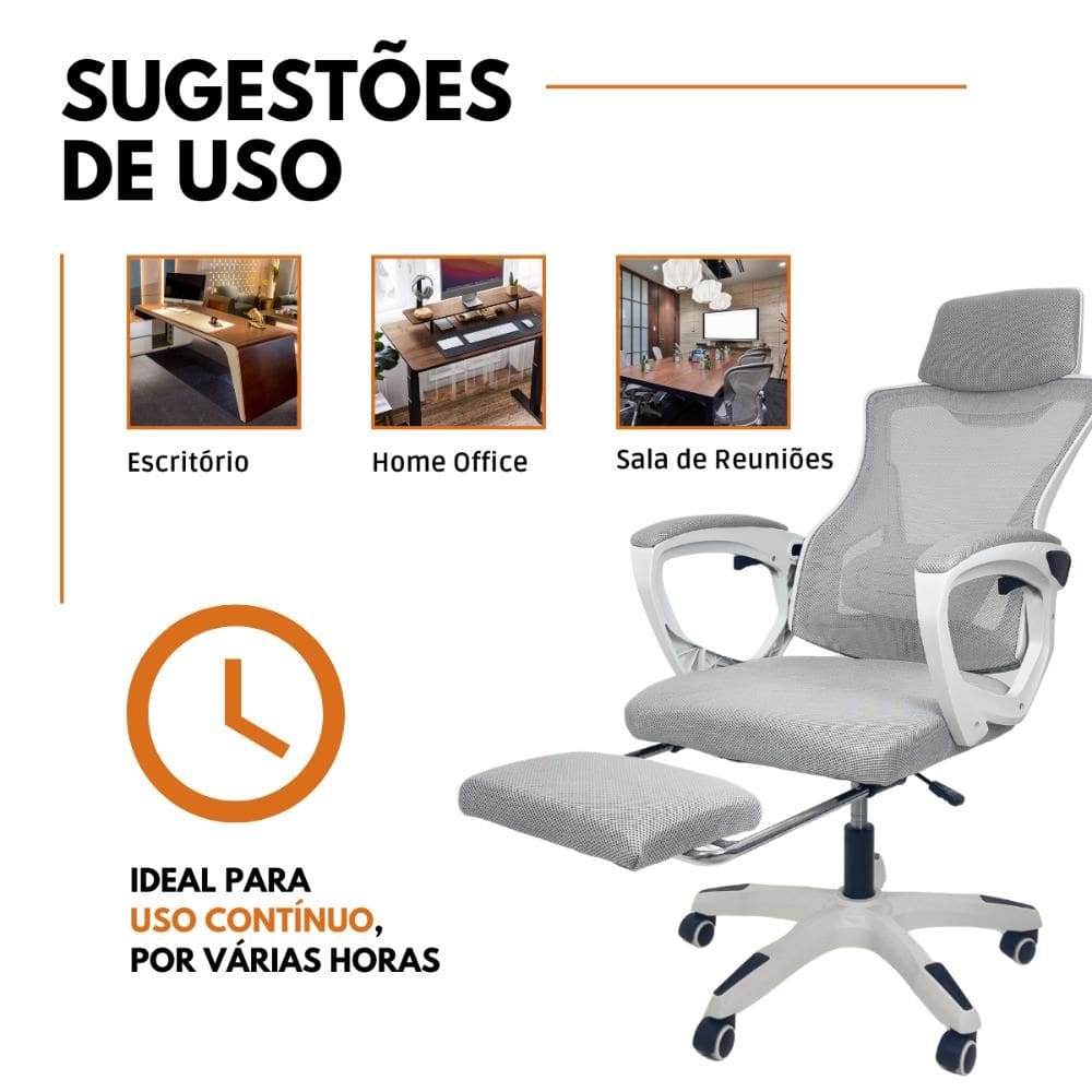 Kit 4 Cadeiras de Escritório Presidente Executiva Oficial Supreme Cinza 4