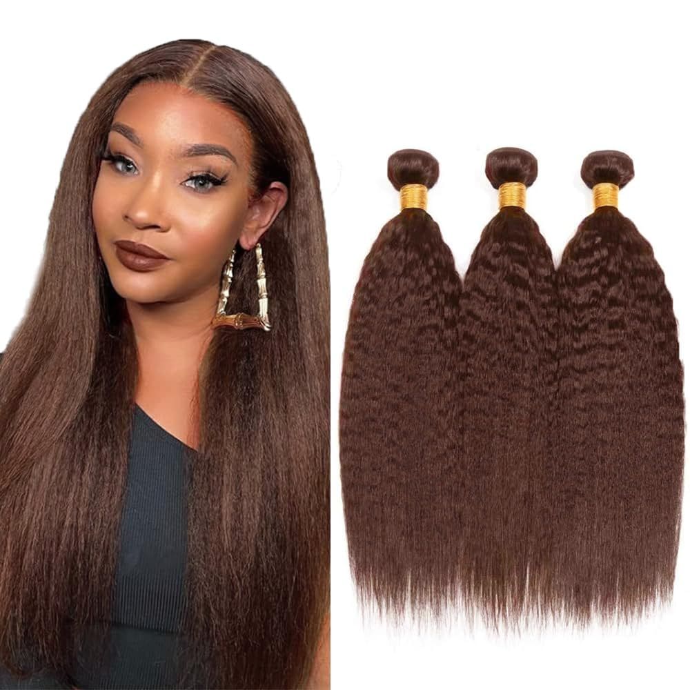 Pacotes de cabelo WuvusNM Dark Brown Kinky Straight 50-60cm