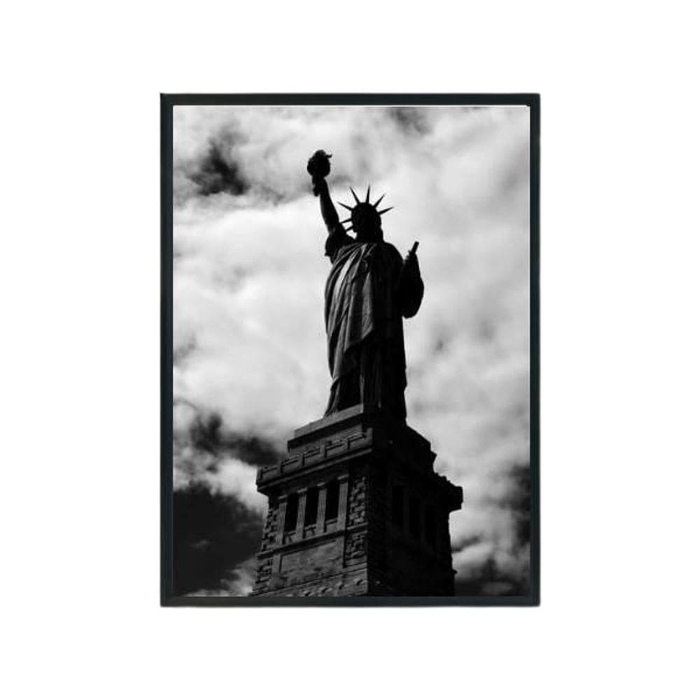 Quadro Decorativo Estátua Da Liberdade Preto Branca 24X18Cm