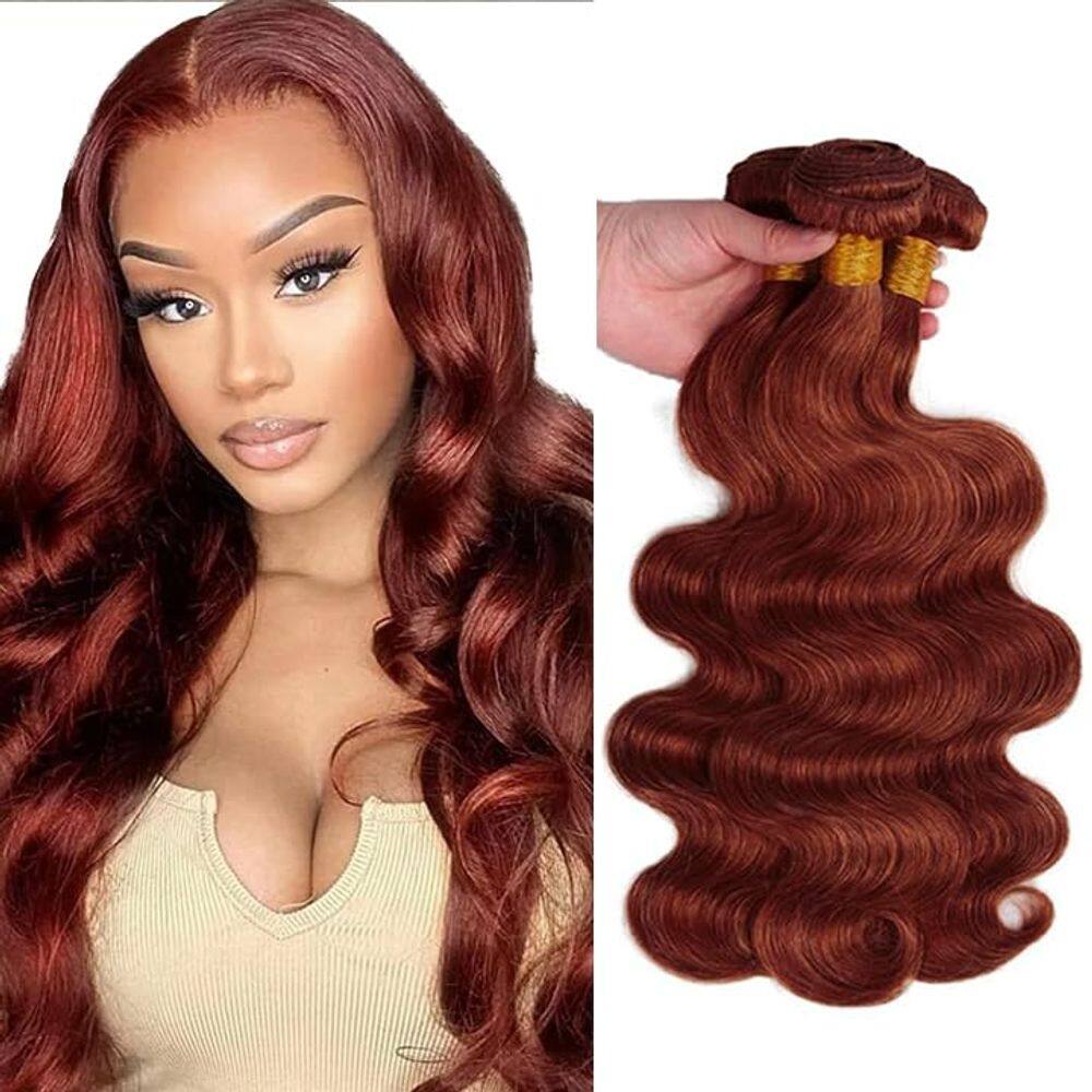 Pacotes de cabelo DiexRlamx Copper Reddish Brown Body Wave 22cm