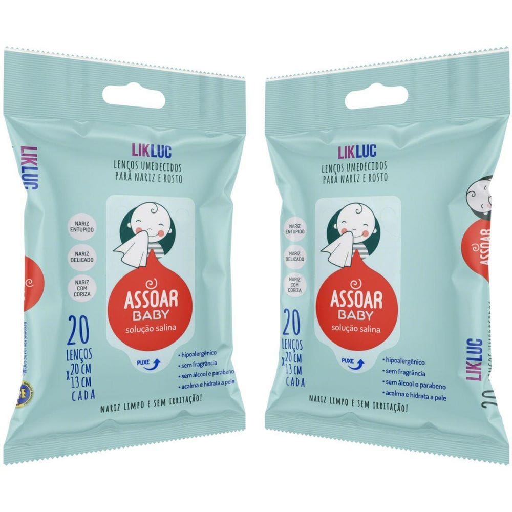 2X Assoar Baby Lenços Umedecidos Com Solução Salina - Likluc