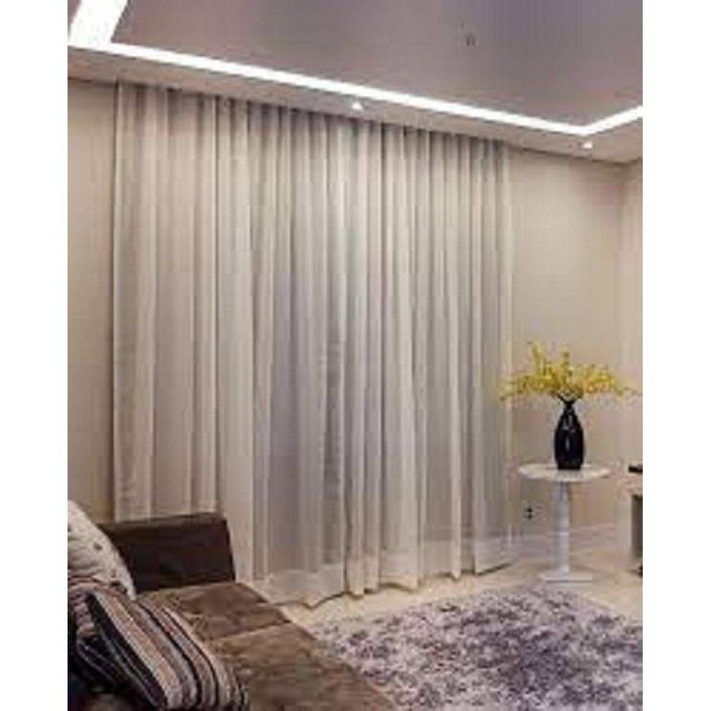 Cortina Trilho Suiço Forro Com Voil 6.00 X 2.80 De 3 Até 4M