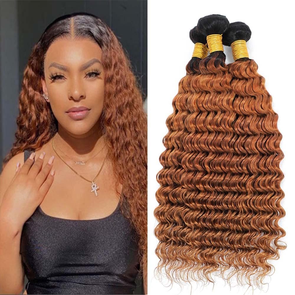 Pacotes de cabelo MAMART Ombre Deep Wave 40cm 1B30 Brown 300g