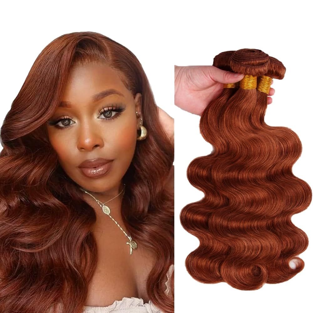Hair Weave ZevPiul Color #33 Copper Red Body Wave 3 pacotes