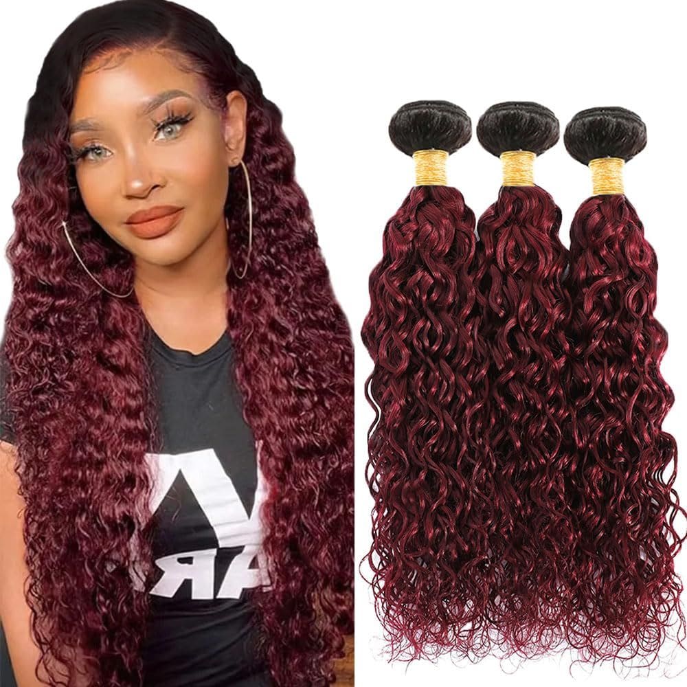 Pacotes de cabelo DiexRlamx Dark Burgundy Wet And Wavy 8A 14-18cm