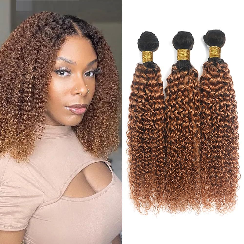 Pacotes de cabelo MAMART Kinky Curly 40cm Brown Ombre 8A 300g