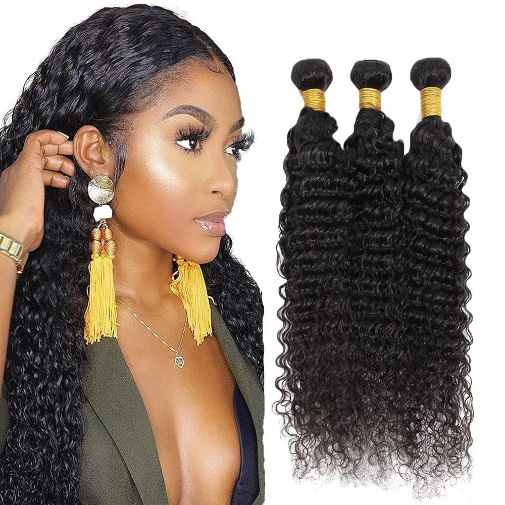 Pacotes de cabelo Poiresa Deep Wave 10A Brazilian Virgin #1B