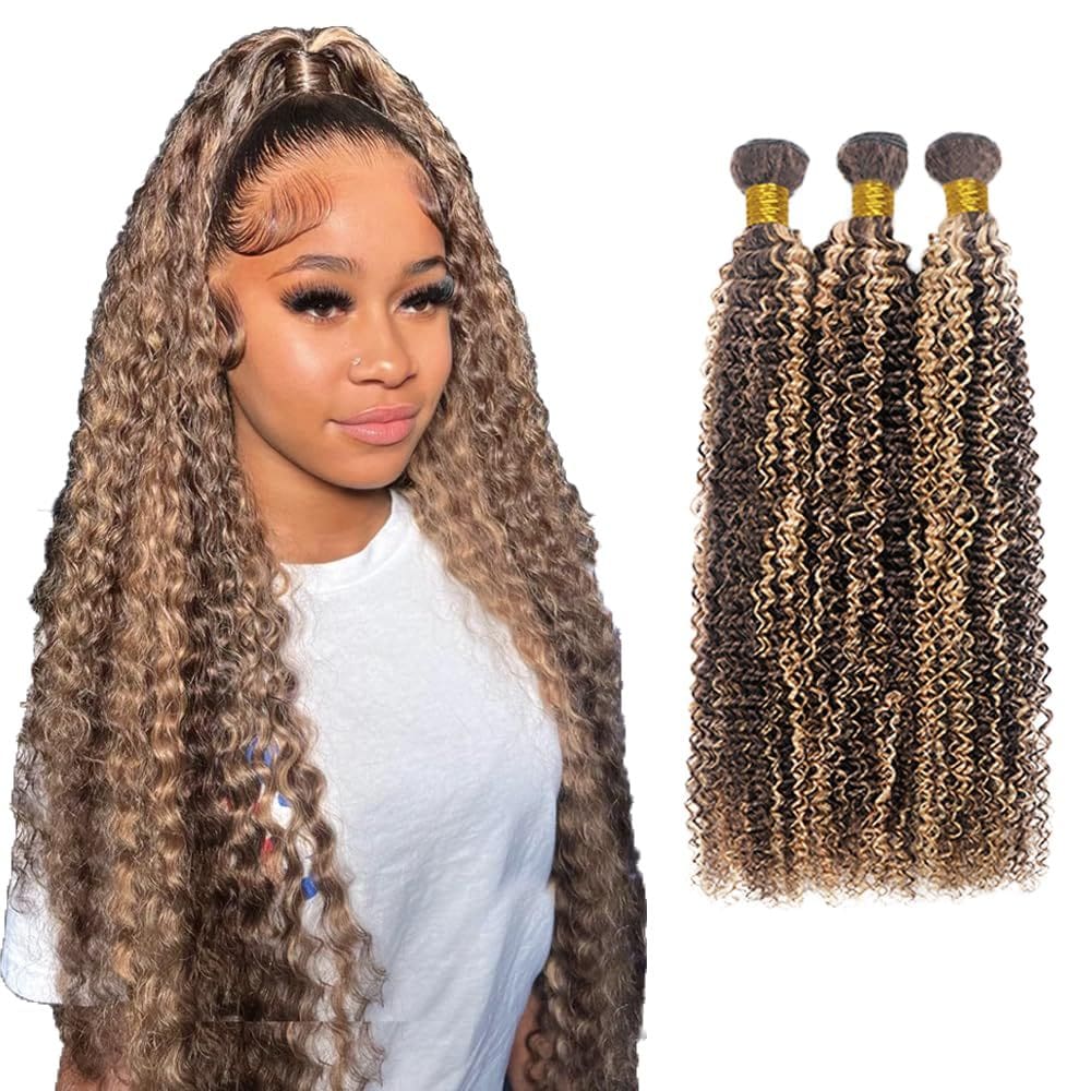 Pacotes de cabelo HuxoWax P4/613 Kinky Curly 3 pacotes 55-65cm