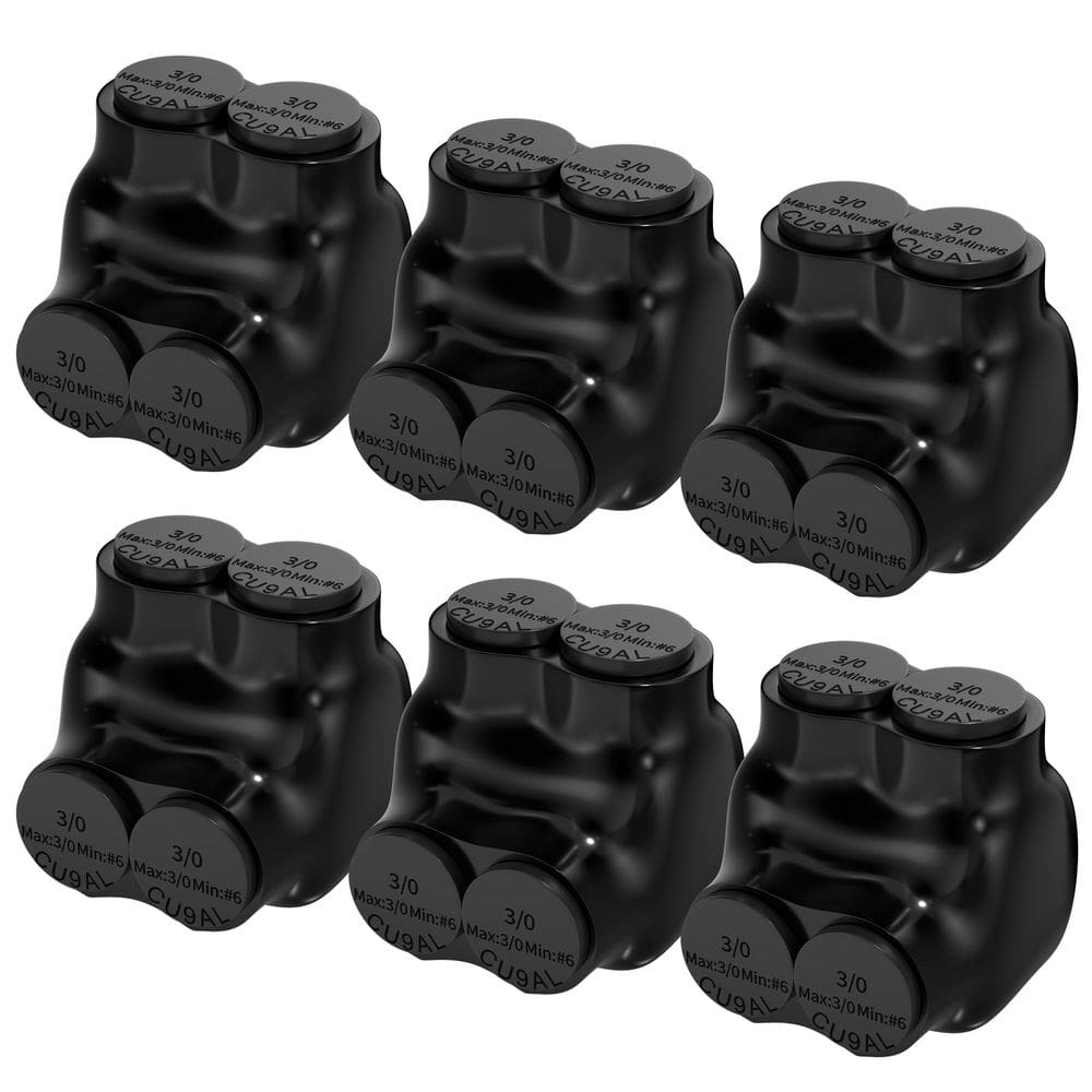 Conectores de cabo elétrico RVBOATPAT 2 portas 3/0-6 AWG - pacote com 6