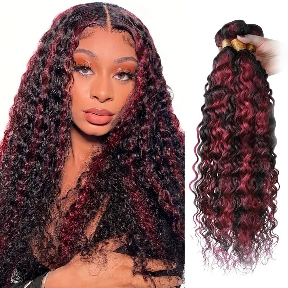 Pacotes de cabelo Vinmdonm Burgundy P1B/99J Deep Wave 45-55cm