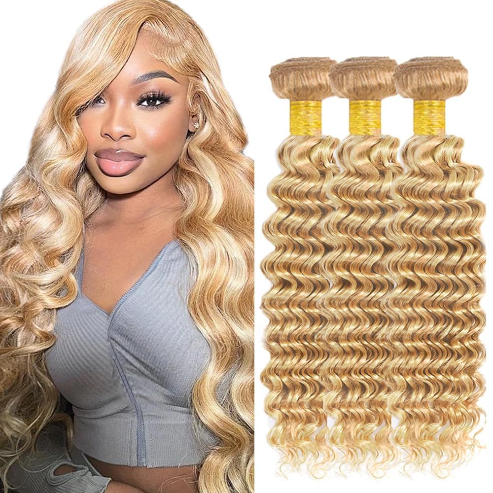 Pacotes de cabelo Poirewa P27/613 Highlight Blonde Deep Wave