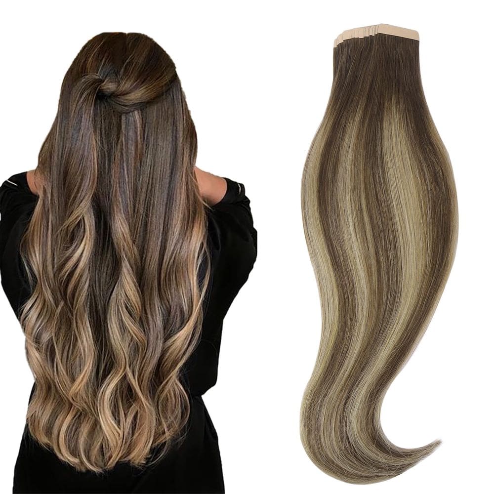 Fita adesiva em extensões de cabelo HOTBANANA 50g 20pcs 55cm Chocolate