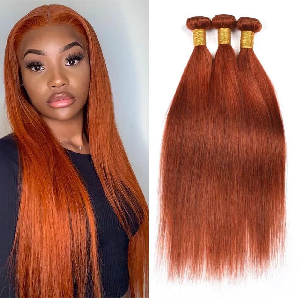 Extensões de cabelo Yuksoocosh Burnt Orange Straight 40-50cm