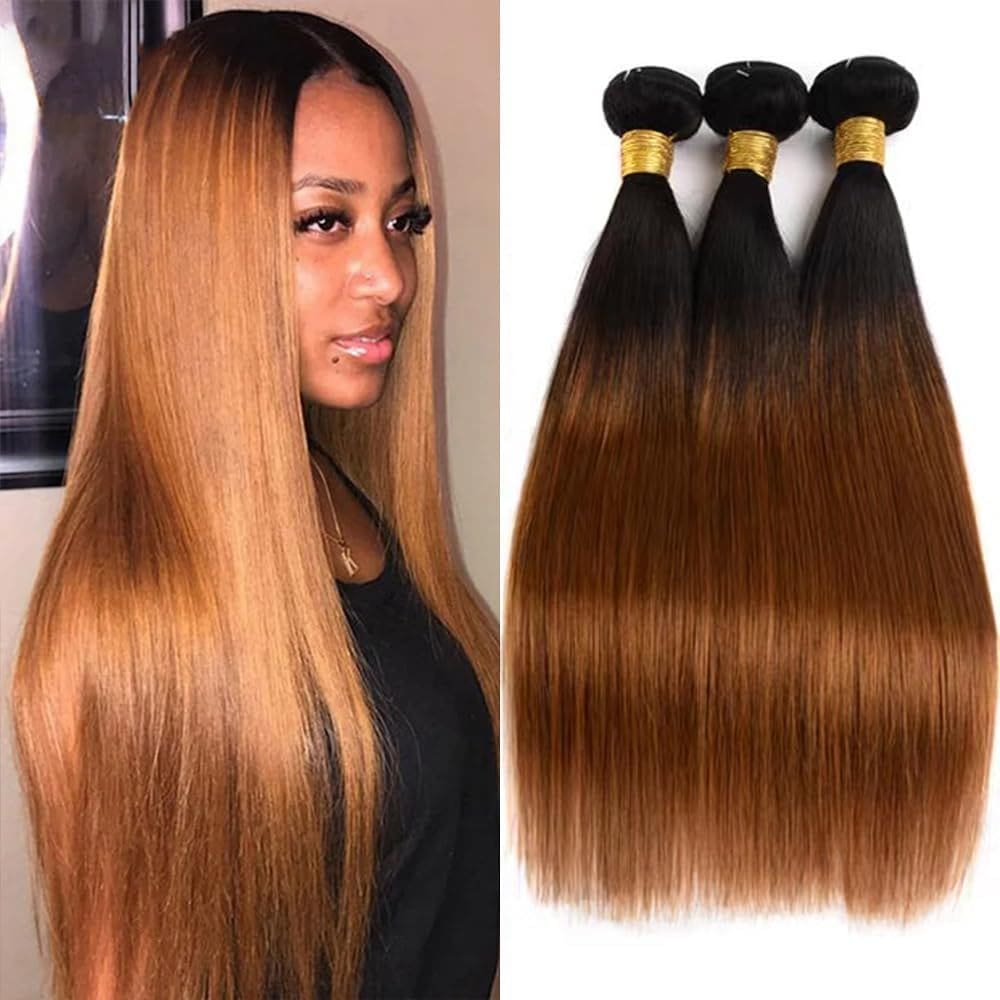 Pacotes de cabelo MAMART Ombre Brown Straight Brazilian 50-60cm