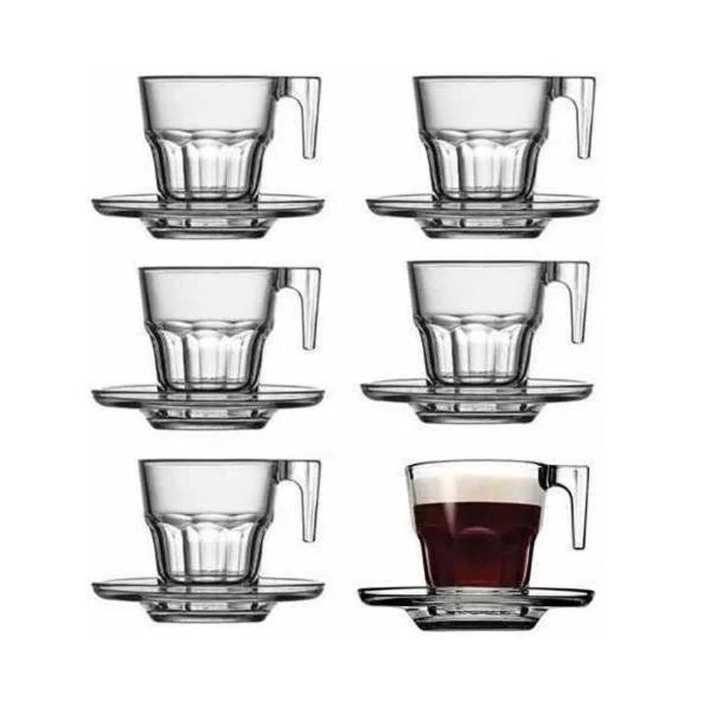 Conjunto 6 Xícaras Café Cristal 70ml - Dimensões 5,7cm x 6cm