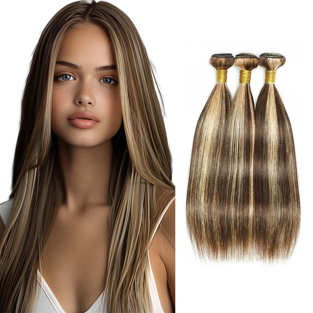 Pacotes de cabelo Biliisyff Brown Straight P4/613 Brazilian 3x35-45cm