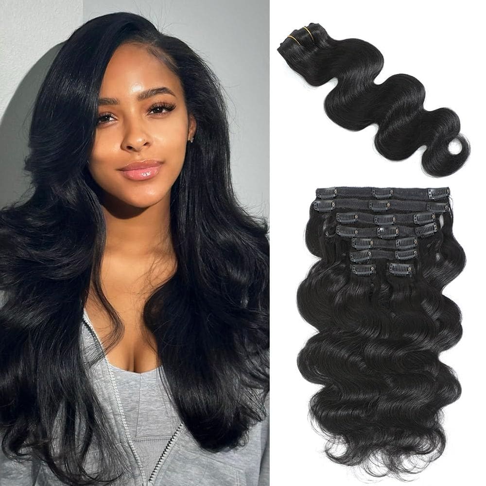 Extensões de cabelo Clip in AIWET Body Wave 130g 22" Jet Black