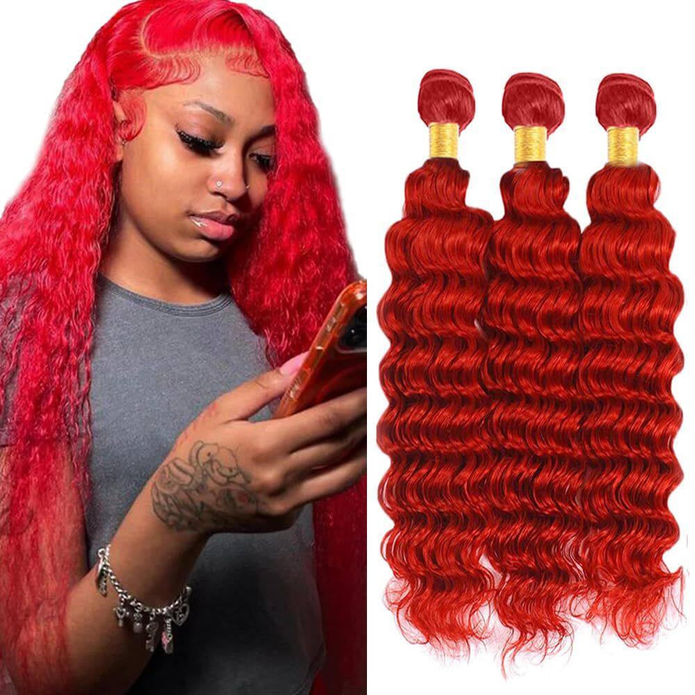 Pacotes de cabelo ZevPiul Red Deep Wave 3 pacotes de 300g brasileiros