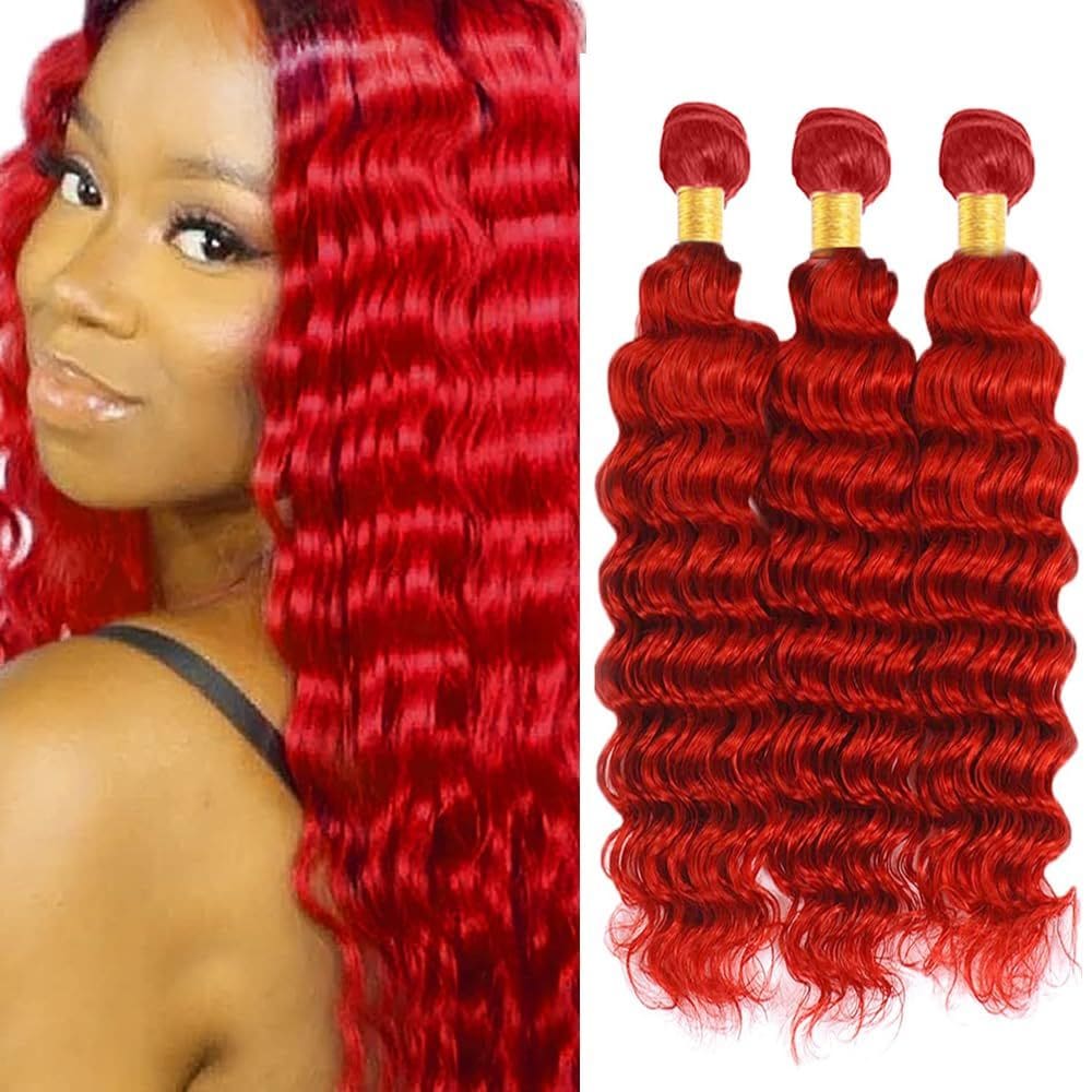Pacotes de cabelo ZevPiul Burgundy Deep Wave 3 pacotes 12-34 polegadas