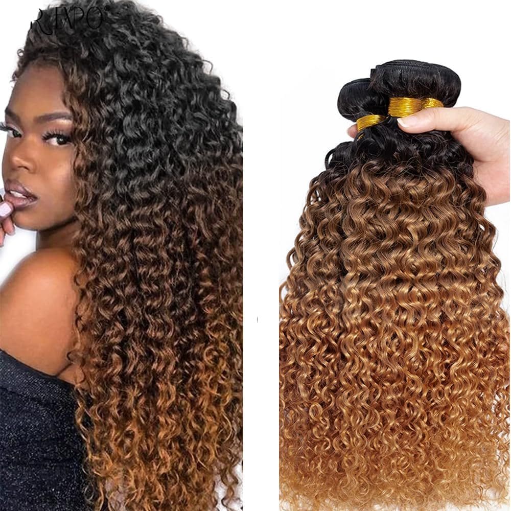Pacotes de cabelo HuxoWax Ombre Brown Water Wave 3 pacotes 40-50cm