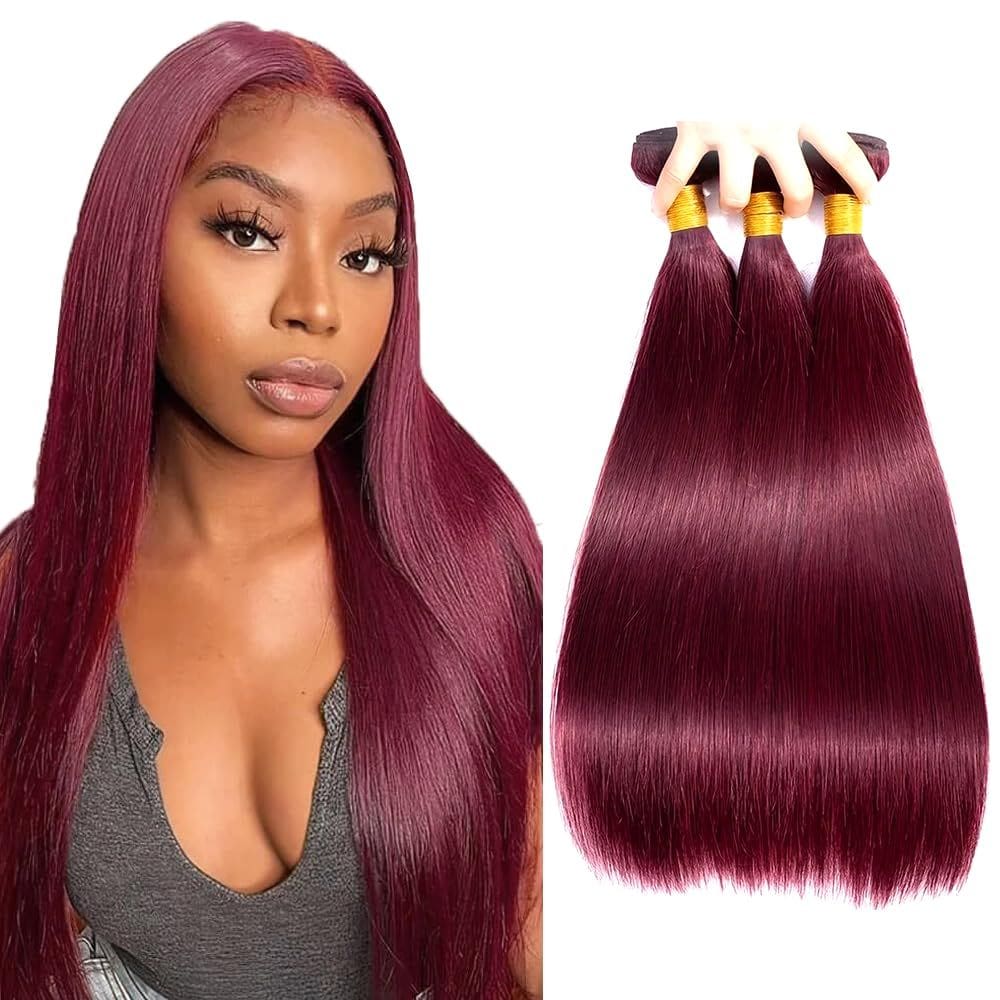Pacotes de cabelo WuvuSM Burgundy 99J Straight 45-55cm 300g