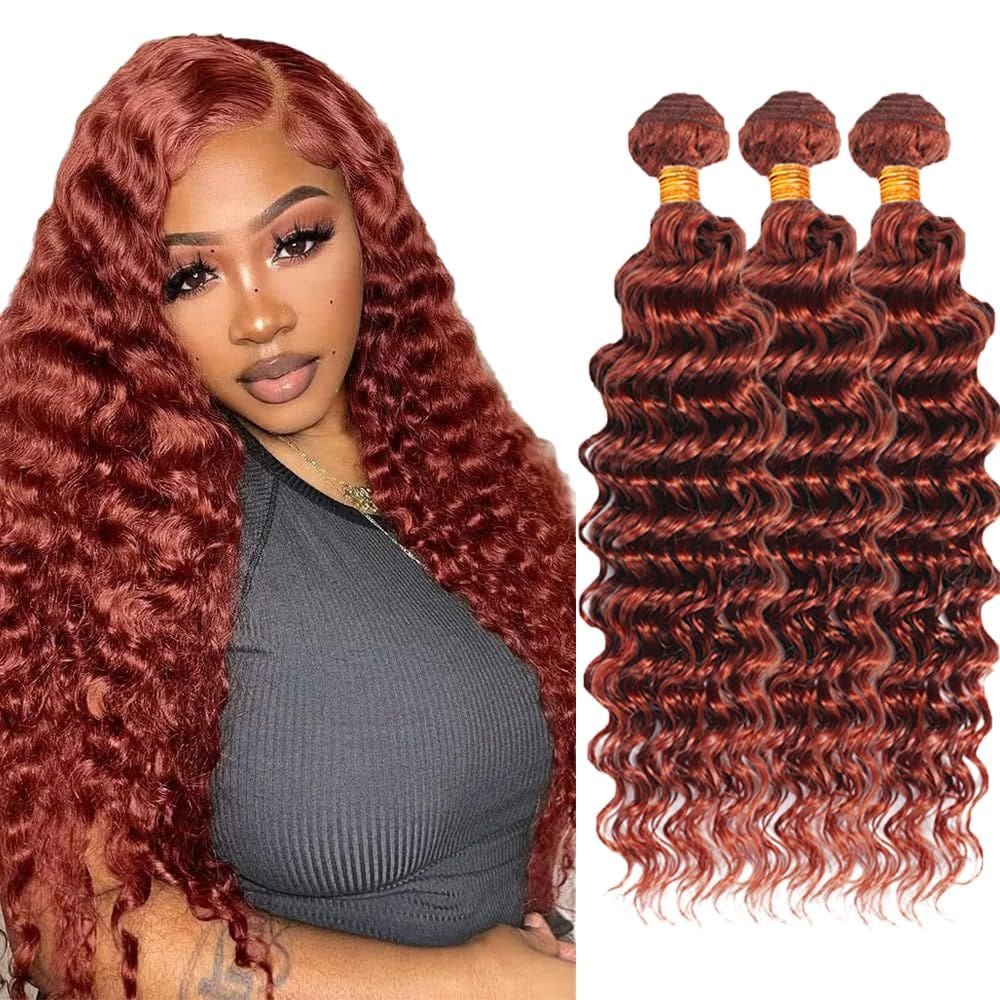 Hair Weave HuxoWax Deep Wave Brazilian Virgin Hair #33 3 pacotes