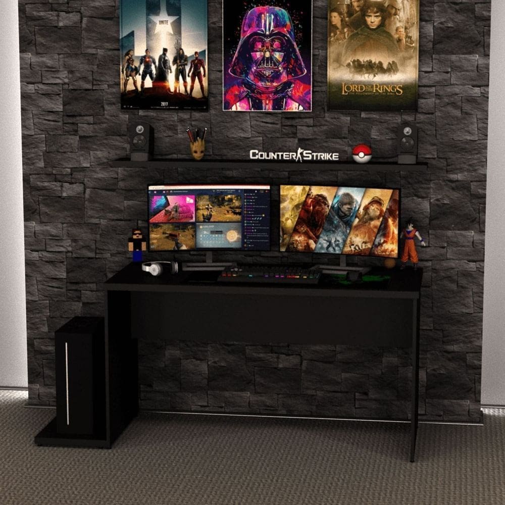 Mesa Gamer Escrivaninha 140x60 Cm Office Preto