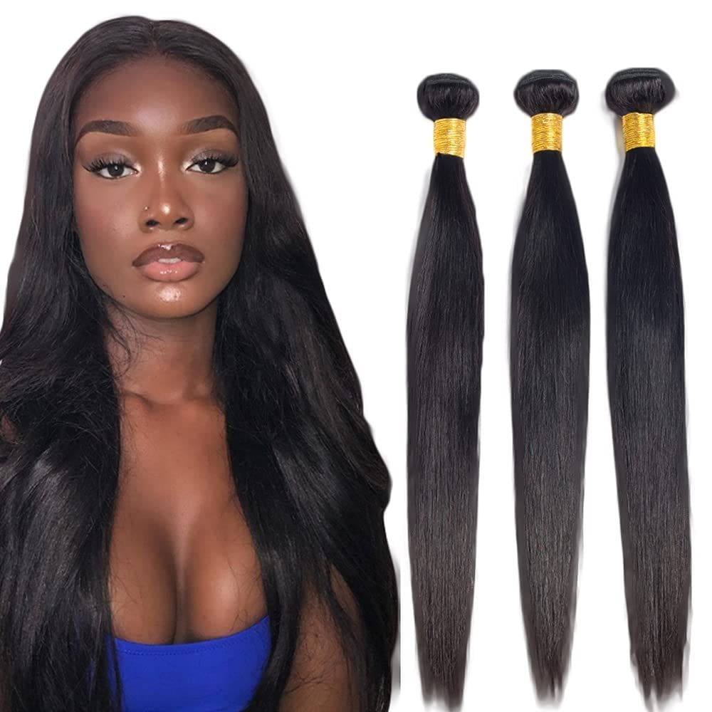 Pacotes de cabelo Poirewa Straight 10A não processados 30cm 32cm 34cm
