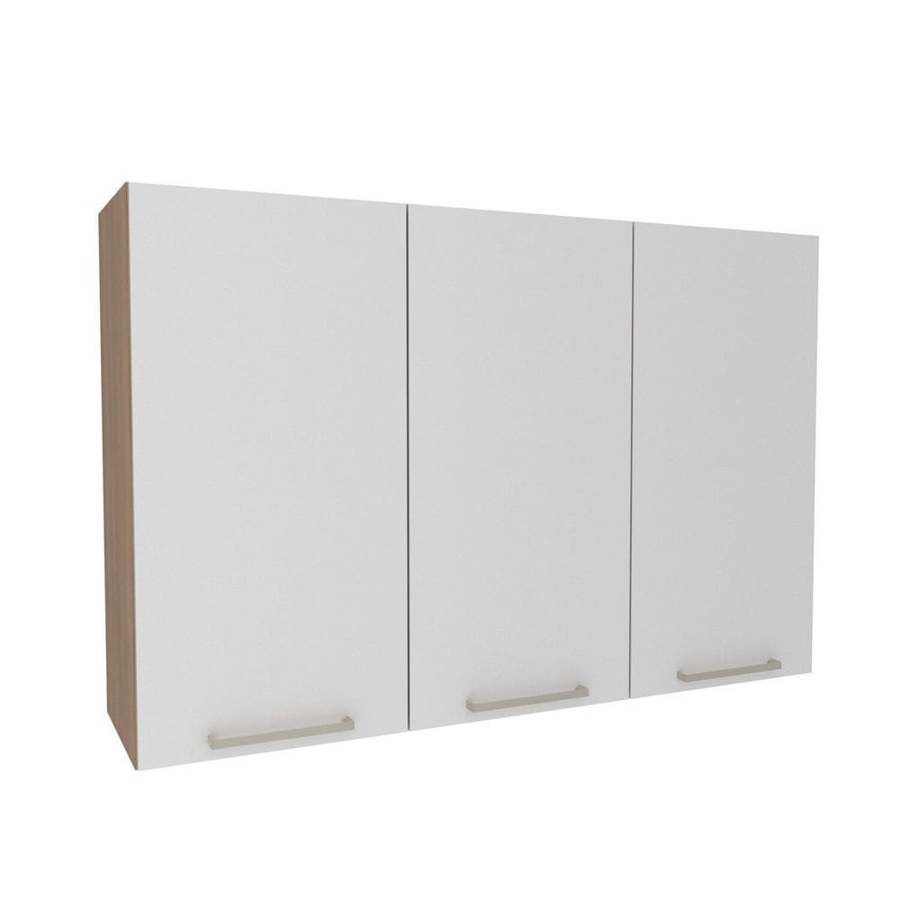 Armário Aéreo 120cm X 80cm X 31,8cm com 3 Portas Freijó/Branco