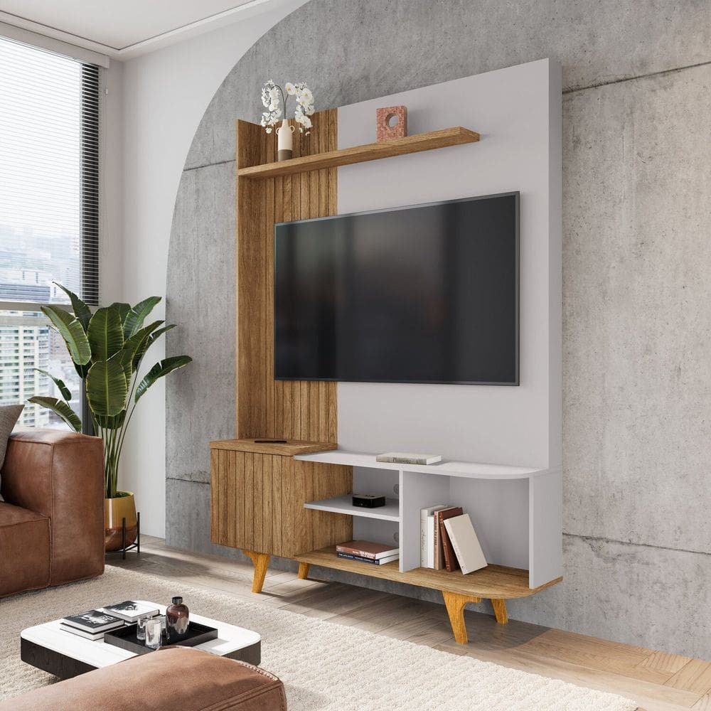 Estante Home para Tv de até 55 Polegadas Corumbaú Cinamomo/Off-White