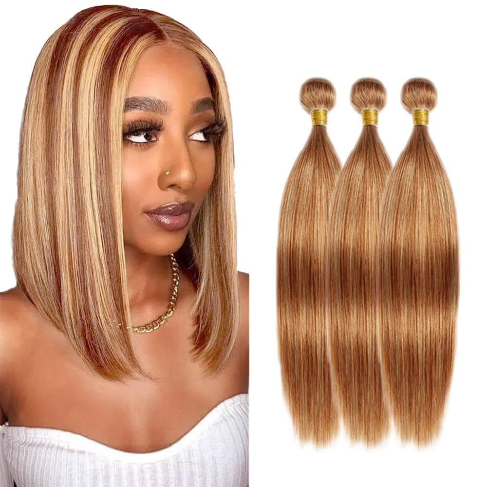 Pacotes de cabelo HuxoWax Highlight Brown Straight 45-55cm