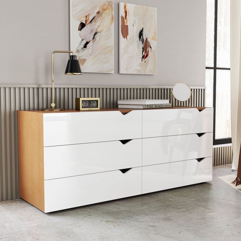 Cômoda 6 Gavetas 63,1x150,1x46 Cm Porto Freijó/Branco