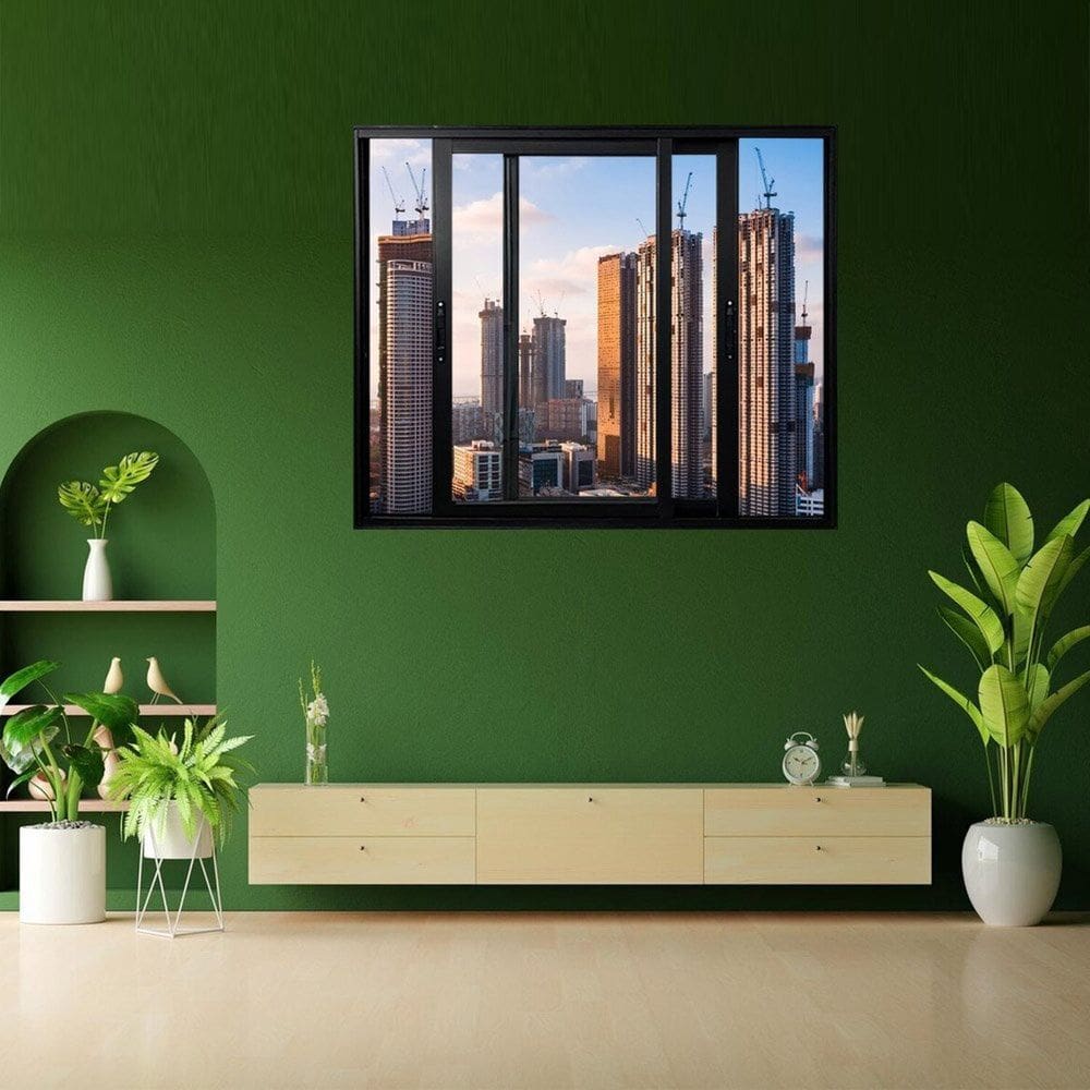 Janela Vitro 2 Folhas Móveis de Correr Alumínio 120x120 cm Linha 25 Preto