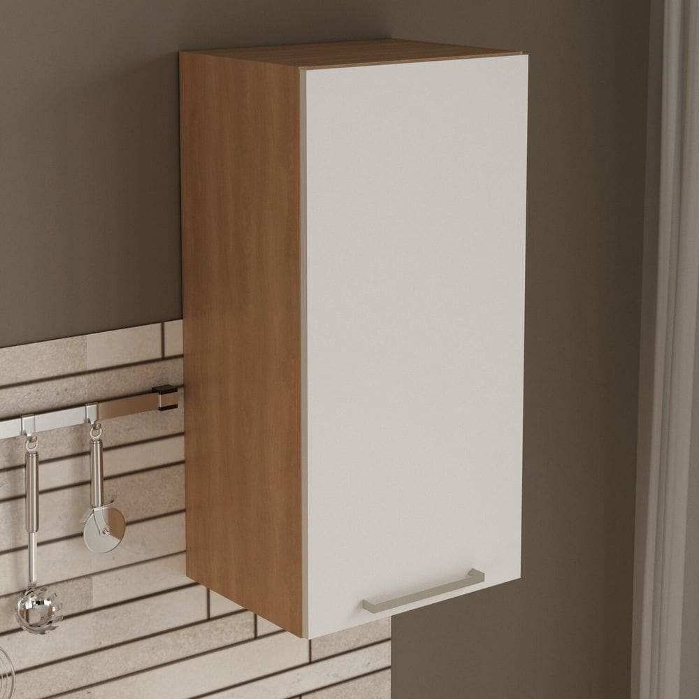 Armário Aéreo 40cm X 80cm X 31,8cm 1 Portas Freijó/Branco