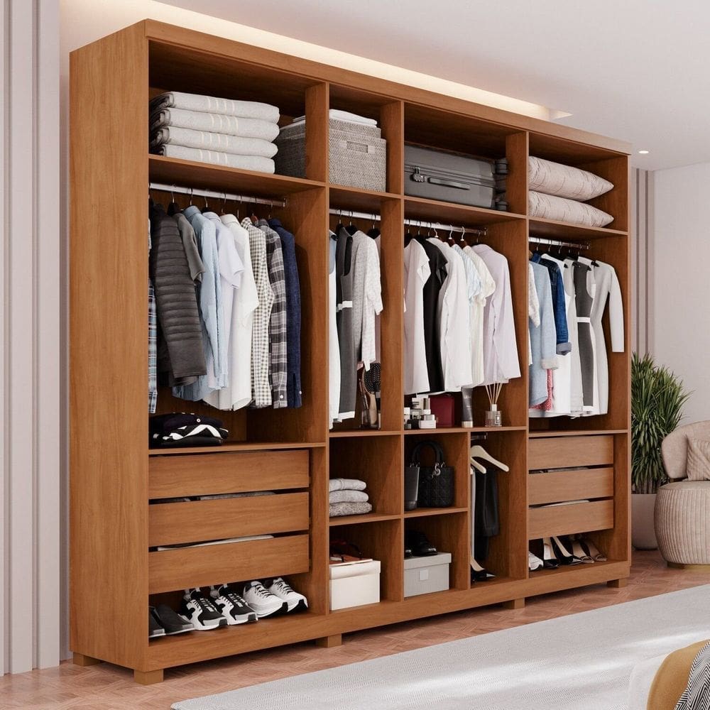 Guarda-roupas Closet 6 Gavetas com Pés Flórida Cinamomo