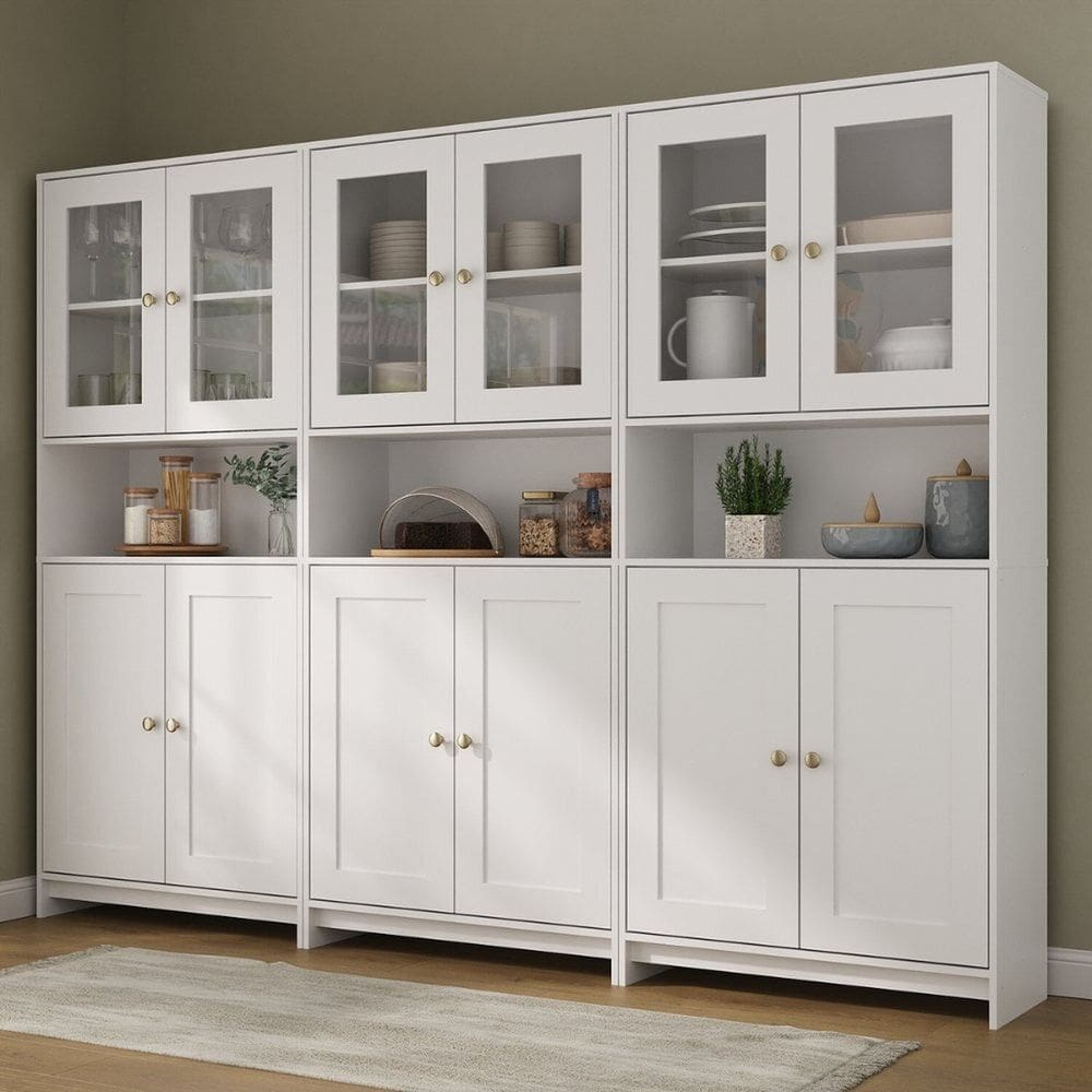 Armários Americanos para Cozinha Conjunto 3 Peças Branco Gelo