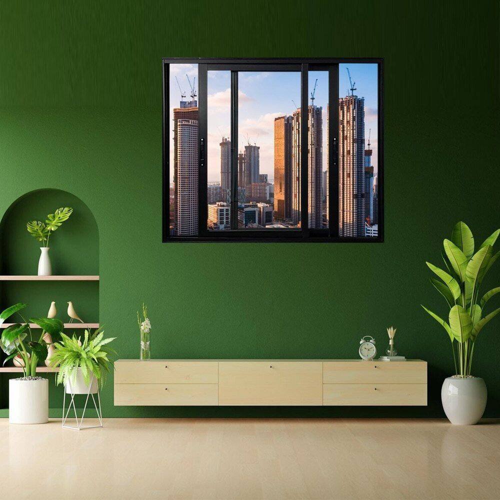 Janela Vitro 2 Folhas Móveis de Correr Alumínio 100x100 cm Linha 25 Preto
