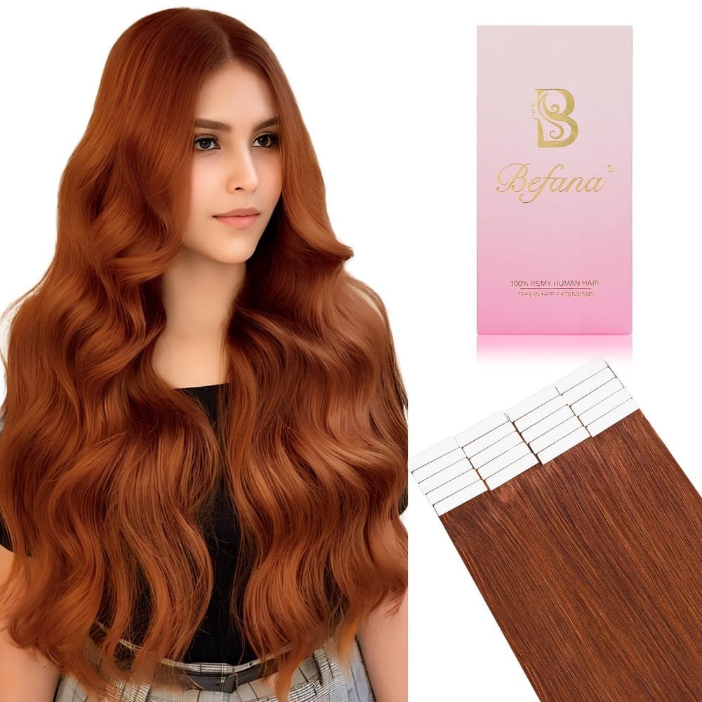 Fita adesiva em extensões de cabelo Befana 24 polegadas 50 g 20 unidades #33A Auburn