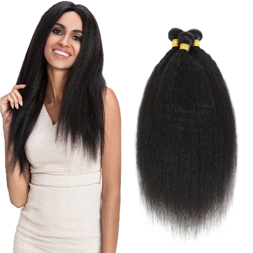 Pacotes de cabelo Poiresa Yaki Straight 61-66-71cm #1B 10A Brazilian