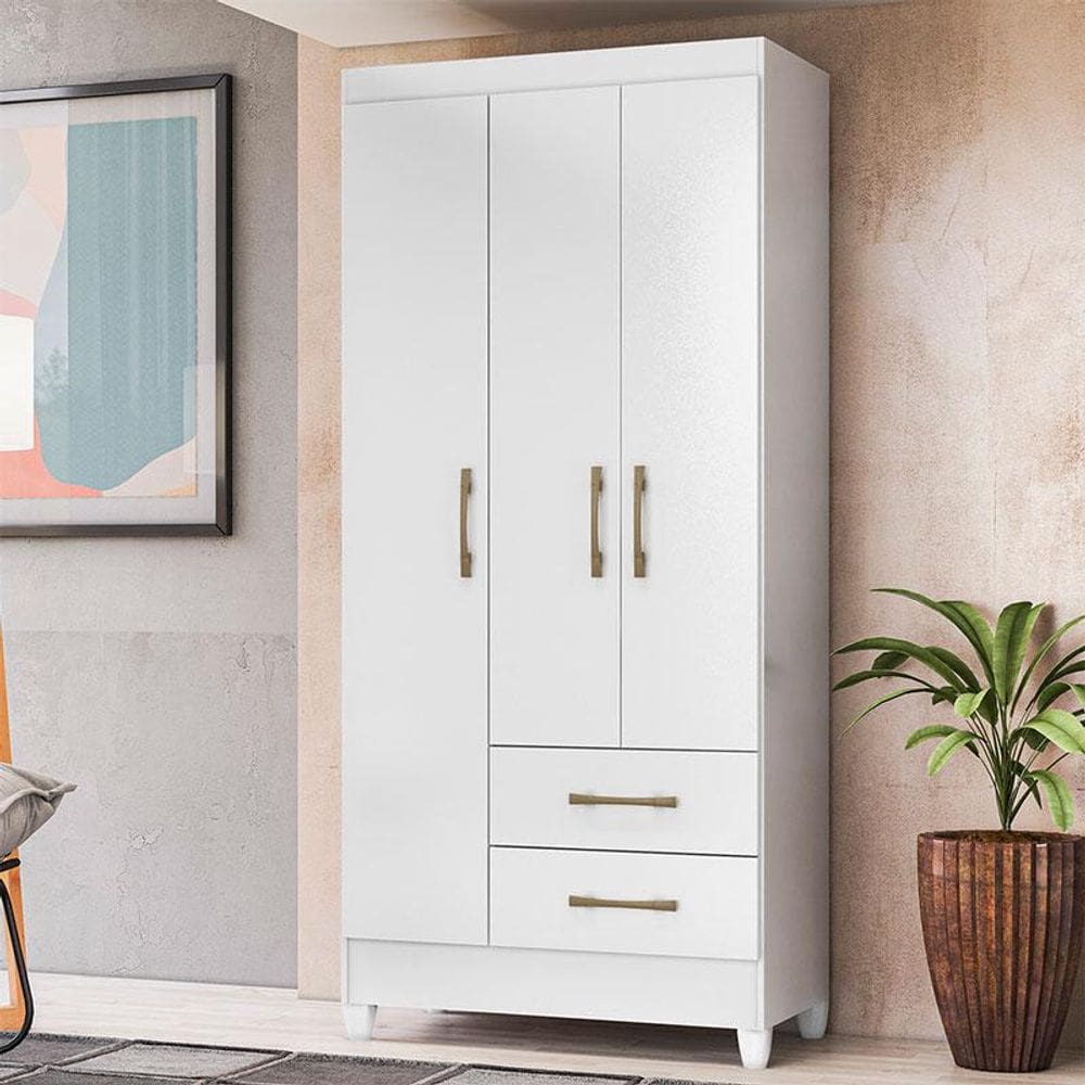 Guarda Roupa Infantil Ambiente Lima 3 Portas Branco Flex - Moval