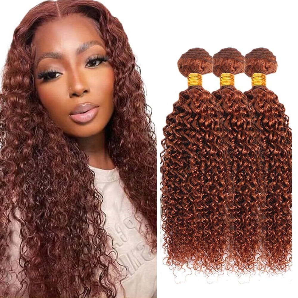 Pacotes de cabelo HuxoWax Brown Brazilian Virgin Kinky Curly 300g