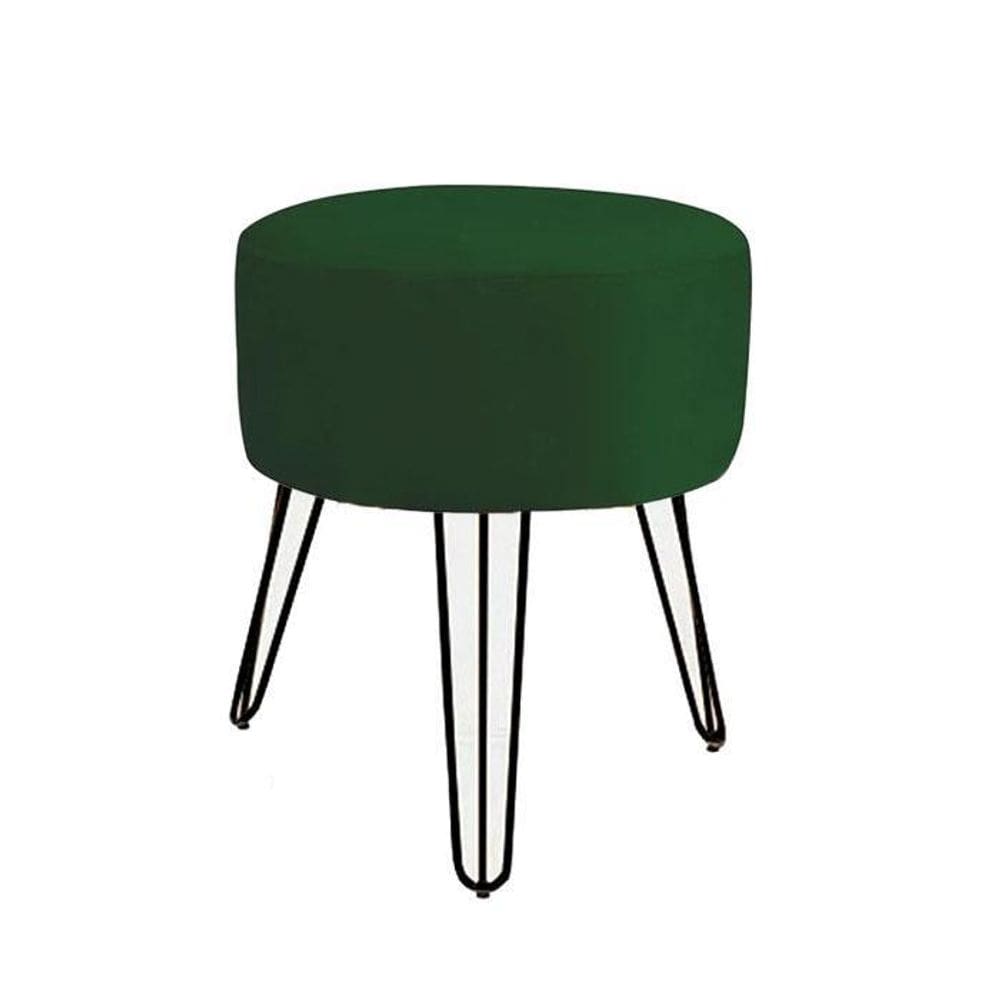 Puff Para Decoração Sala De Estar Pés De Ferro Suede Verde