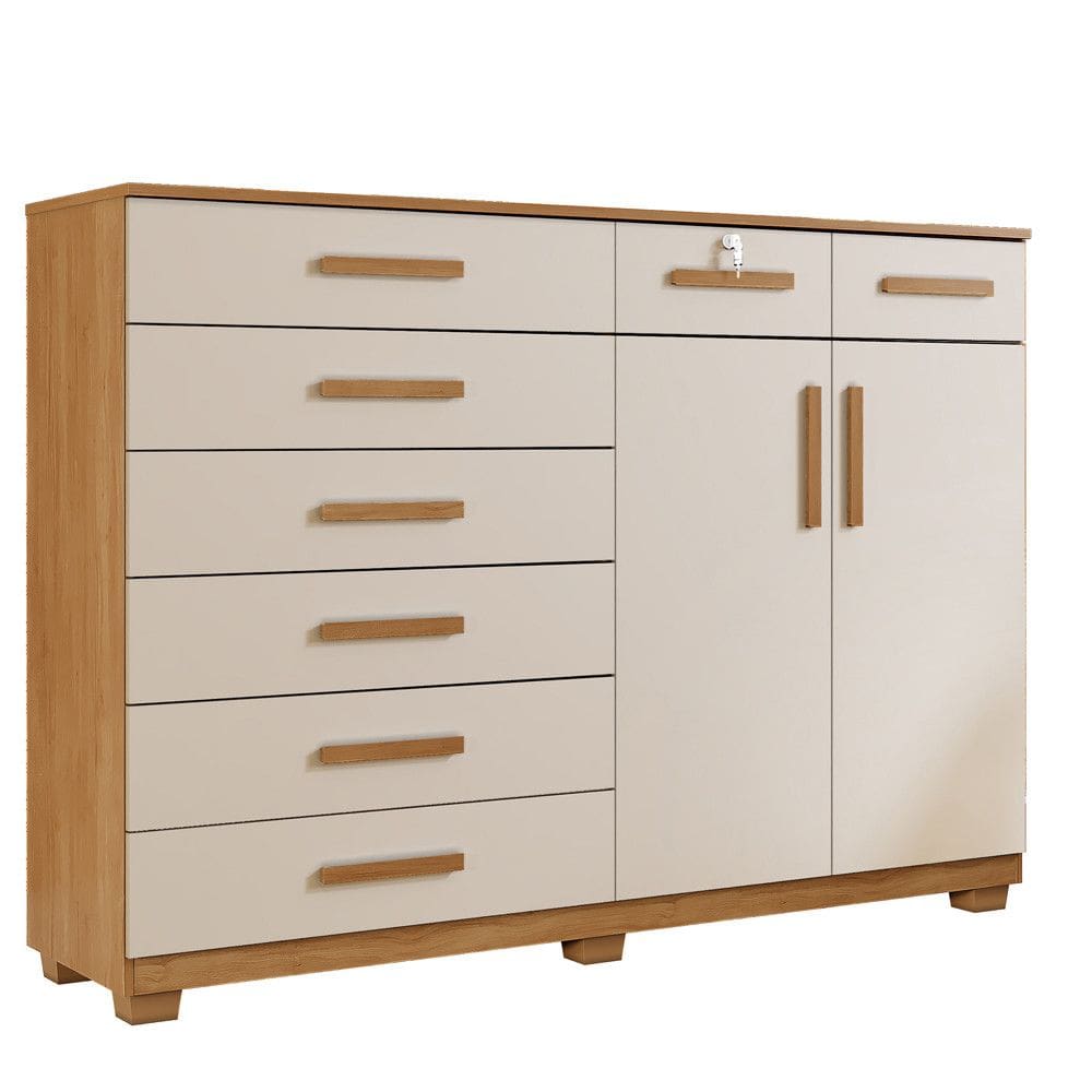 Cômoda New Triunfo 8 Gavetas 2 Portas 2 Prateleiras Com Sapateira - Benetil