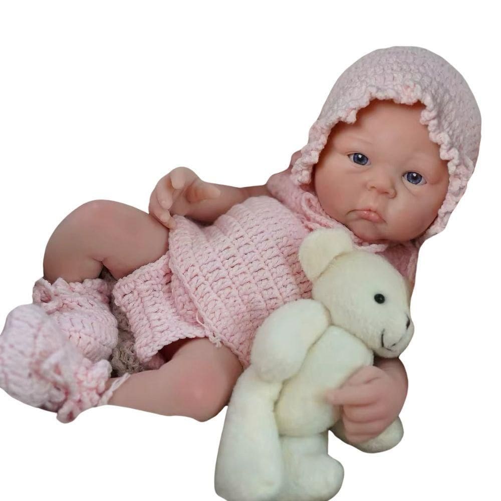 Bebê Reborn Menina Toda Em Silicone Sólido Olhos Abertos Artesanal