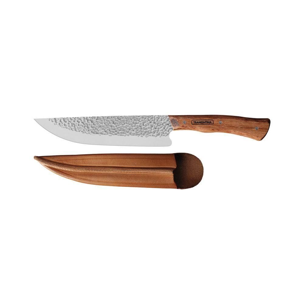 Faca Para Carne Tramontina Nômade Com Lâmina Em Aço Inox E Cabo De Madeira Com Bainha De Couro 8 Polegada